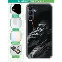 Дизайнерский силиконовый чехол для Самсунг А15 / М15 5Г / Ф15 / Samsung Galaxy M15 5G Череп курит