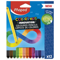 Карандаши цветные монолитные MAPED Infinity, набор 12 цветов, трехгранные, 861600