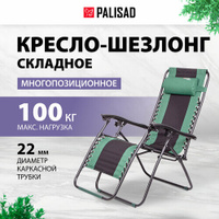 Кресло-шезлонг складное Palisad Camping многопозиционное 160х63, 5х109 cм 69606 PALISAD