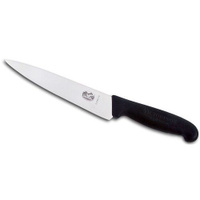 Нож кухонный Victorinox Fibrox, разделочный, 150мм, заточка прямая, стальной, черный [5.2003.15]