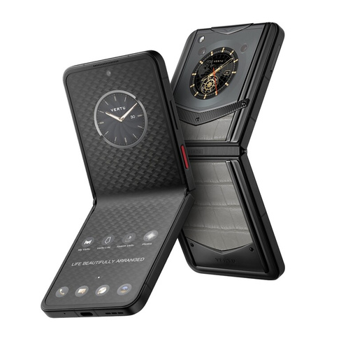 Смартфон Vertu IronFlip, Elephant Gray Crocodile Leather Enjoyment Edition, 12 ГБ/512 ГБ, 2 Nano-SIM, черный/серый