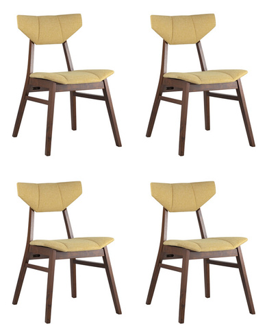 Стул обеденный TOR желтый Комплект Stool Group Обеденный стул из массива гевеи с геометричными спинкой и сиденьем из рог