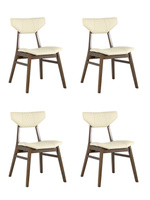 Стул обеденный TOR кремовый ПУ Комплект Stool Group Обеденный стул из массива гевеи с геометричными спинкой и сиденьем и