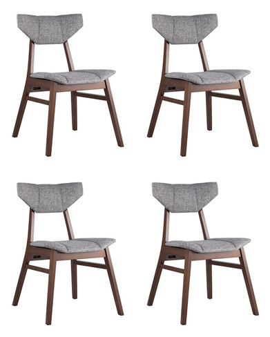Стул обеденный TOR серый Комплект Stool Group Обеденный стул из массива гевеи с геометричными спинкой и сиденьем из рого