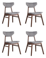 Стул обеденный TOR серый Комплект Stool Group Обеденный стул из массива гевеи с геометричными спинкой и сиденьем из рого