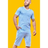 Пижама мужская 2701 "Голубая полоска" (шорты) трикотаж (последний размер) 52