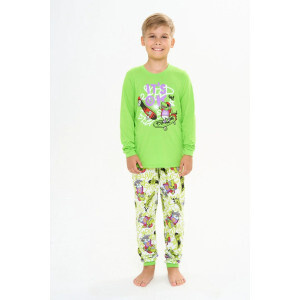 Пижама детская "Окей" кулирка (последний размер) зеленый 140-146