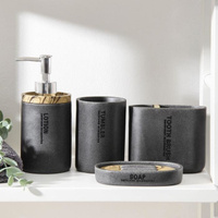 Набор аксессуаров для ванной комнаты 'Стиль', 4 предмета (дозатор, мыльница, 2 стакана), цвет серый