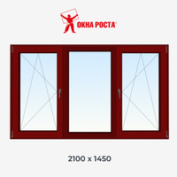 Трехстворчатое пластиковое окно VEKA SOFTLINE, 1450х2100, поворотное/глухое/поворотно откидное