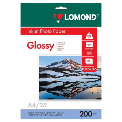 Фотобумага Lomond глянцевая А4 200г/м2 25 листов
