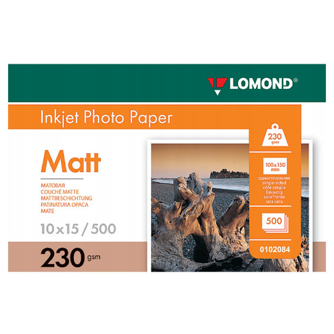 Фотобумага Lomond матовая 10x15 230г/м2 500 листов