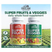 Пищевая добавка Country Farms Super Fruits & Veggies, 2 шт по 180 капсул в каждой