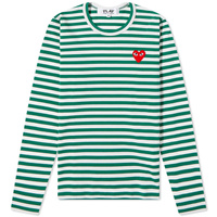 Лонгслив Comme des Garcons Play Women's Long Sleeve Heart Logo Stripe