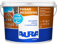 Краска фасадная модифицированная силоксаном Aura Аура Luxpro Fasad Residens 9 л бесцветная
