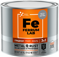 Грунт эмаль гладкая по металлу и ржавчине 3 в 1 Ferrum Lab Metal & Rust 2 л светло серая RAL 7040 глянцевая