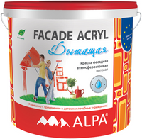 Краска фасадная атмосферостойкая долговечная Alpa Facade Acryl Дышащая 4.5 л белая