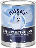Краска износостойкая матовая 100% акриловая интерьерная Хаски Super Paint Interior 900 мл белоснежная база A до –20°С