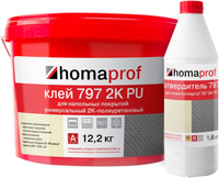 Клей для напольных покрытий универсальный полиуретановый Homa prof 797 2K PU 14 кг 12.2 кг + 1.8 кг