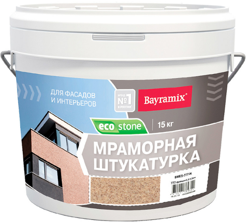 Мраморная штукатурка для фасадов и интерьеров Bayramix Ecostone 15 кг №777
