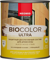 Защитный декоративный состав для древесины Неомид Bio Color Ultra 900 мл махагон глянцевый готовый состав