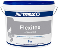 Текстурное суперэластичное покрытие на акриловой основе Terraco Flexitex 8 кг бесцветное база Clear
