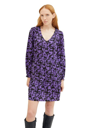 Платье Женское/Девочное платье в стиле бэби-долл с v-образным вырезом Tom Tailor Denim, фиолетовый