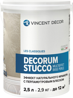 Декоративная штукатурка с эффектом натурального мрамора Vincent Decor Decorum Stucco Multieffet Base Perle 2.5 л