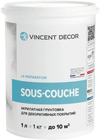 Акрилатная грунтовка для декоративных покрытий Vincent Decor Sous Couche 1 л белая