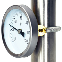 Термометр биметаллический с пружиной, из нержавеющей стали, Маркир.: БТ-30.010, D= 63 мм