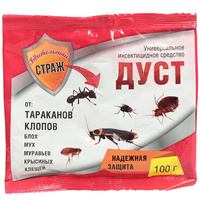 Инсектицид Дуст, от тараканов, клопов, блох, мух, муравьев, крысиных клещей, порошок, 100 г, Бдительный страж