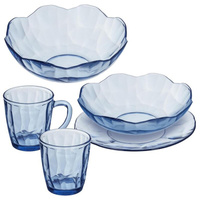 Набор столовой посуды на 6 персон Fancy Diamond 25 предметов стекло голубой