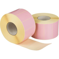 Термотрансферные этикетки 100х49 мм бумажные полуглянцевые розовые (диаметр втулки 76 мм, 8 рулонов по 3000 этикеток)