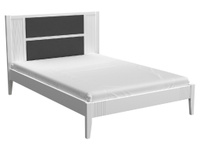 Двуспальная кровать Бетти Белый, массив сосны / Темно-серый, велюр, 180х200 см
