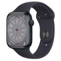 Восстановленные смарт-часы Apple Watch Series 8 45mm Midnight Aluminum Case with Midnight Sport Band, размер M/L, отличн