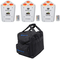 Комплект 3 Rockville RF WEDGE WHITE RGBWA + UV Battery Wireless DMX Up Lights + пульты дистанционного управления + сумка