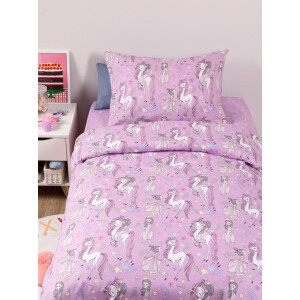 Детское постельное белье бязь "Единорожки" фиолетовый