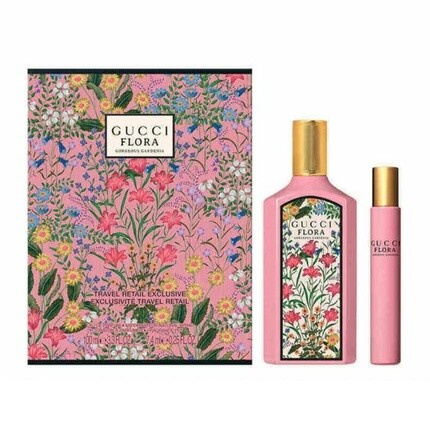 Подарочный набор Gucci Flora Gorgeous Gardenia для женщин, парфюмированная вода-спрей 3,3 унции + спрей для путешествий