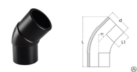 Отвод 45 гр ПЭ 100 ПЭ 80 SDR 17 SDR 11 SDR 7.4 для труб