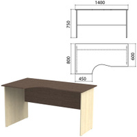 Стол письменный эргономичный Канц 1400х800х750 мм левый цвет венге/дуб молочный Комплект