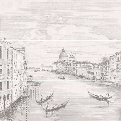 Керамическое панно 75х75 Город на воде Venice, 3 части 25х75, обрезной (раз