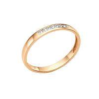 Обручальное кольцо из красного золота 585 пробы с фианитами, КО-002-7ж