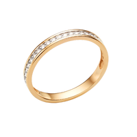 Обручальное кольцо из красного золота 585 пробы с фианитами, 000471-1102