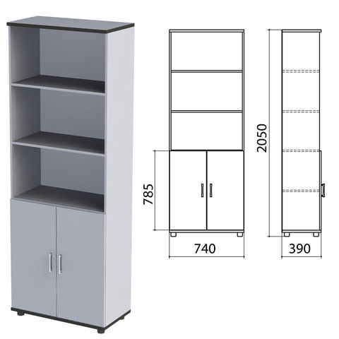 Шкаф полузакрытый Монолит 740х390х2050 мм цвет серый Комплект