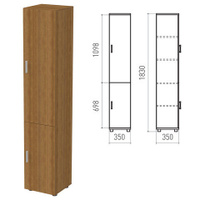 Шкаф закрытый Канц 350х350х1830 мм цвет орех пирамидальный Комплект