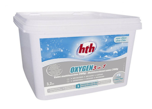 Многофункц. препарат на основе акт. кислорода HTH Oxygen 3 в 1 в табл 3,2кг