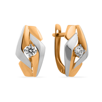 Серьги из золота 585 пробы с фианитами, 01-216143