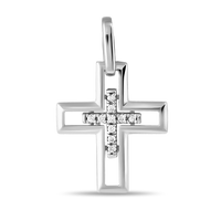Декоративный крест из золота 585 пробы с фианитами, 21-315303