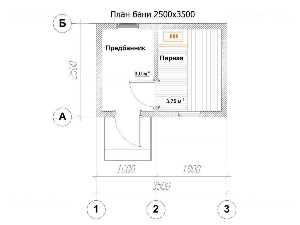 Проект бани 3х2