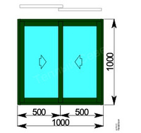 Окно двухстворчатое 1000x1000 мм Слайдинг КТ/31 алюминиевый профиль