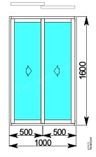 Окно алюминий 1000 x 1600 мм слайдинг